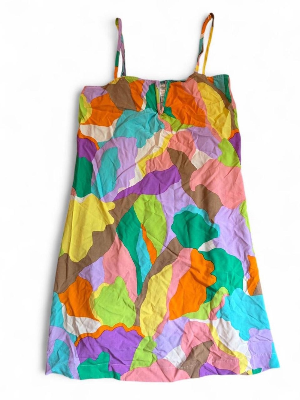 Sanctuary Multicolor Abstract Mini Slip Dress — Orange, Green, Purple, Pink
